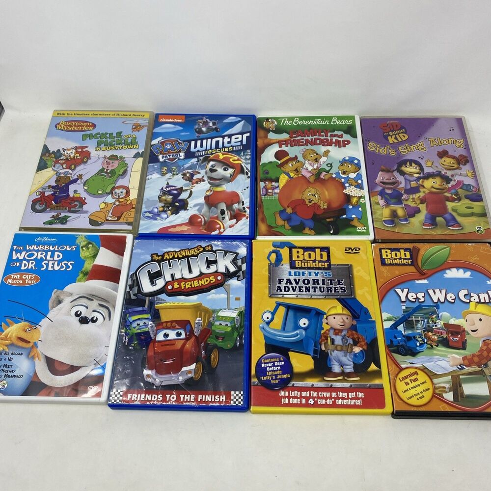 Kids DVD Lot 8 Berenstain Bob Builder Sid Science Jim Hensen Scarry Paw Patrol